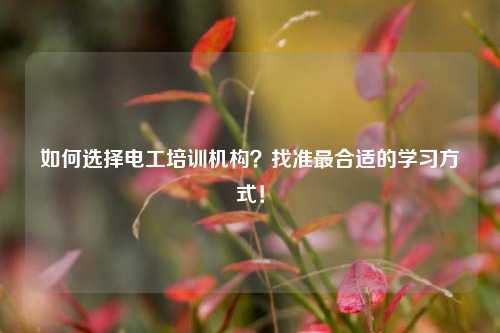 如何選擇電工培訓(xùn)機(jī)構(gòu)？找準(zhǔn)最合適的學(xué)習(xí)方式！-圖1